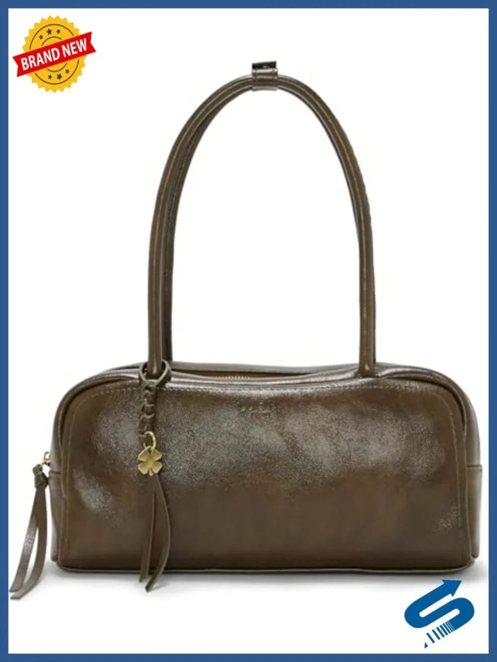 Faux Leather Satchel Handbag with Zipper Closure